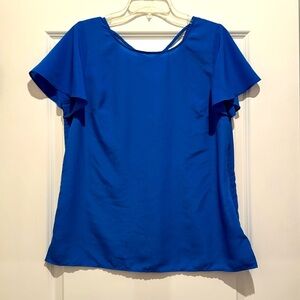 Talbots Crisscross V Back Flutter Sleeve Top/Blouse‎ – Color Bright Blue– Size M